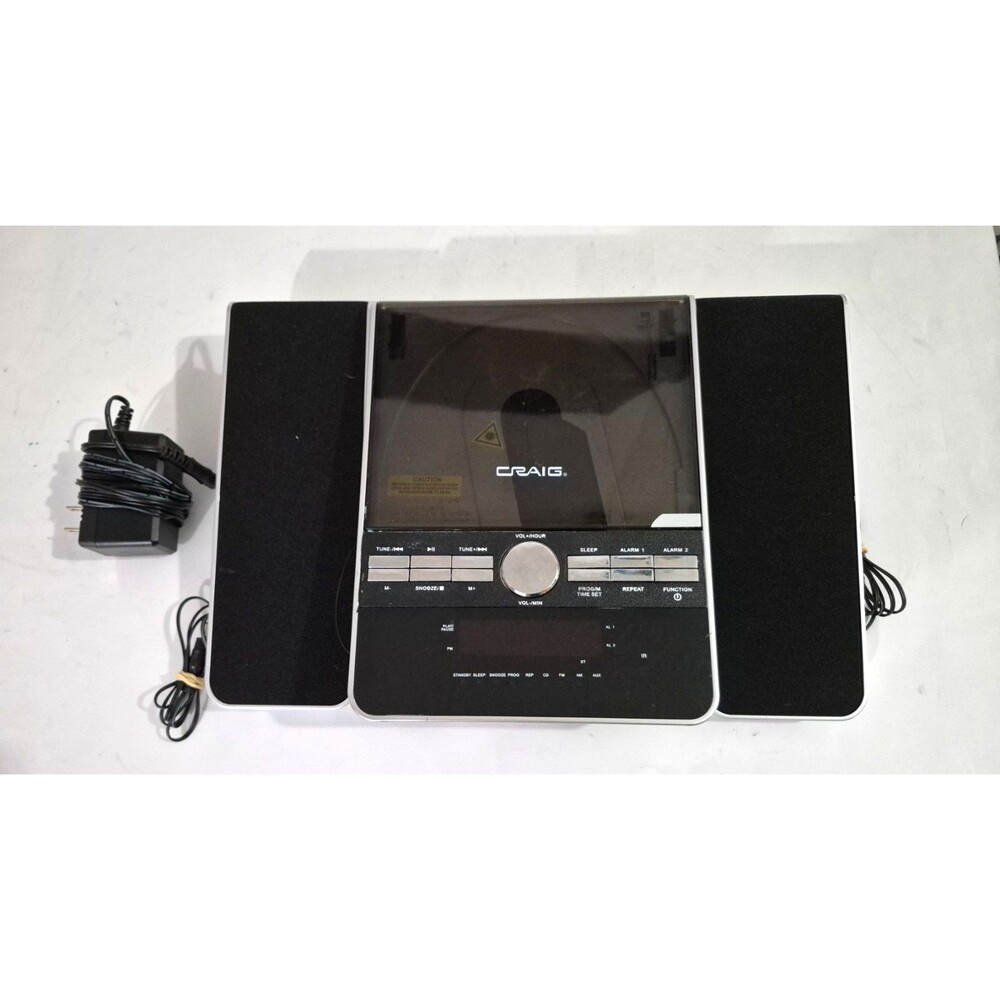Craig CD Shelf System Alarm Clock Stereo Radio w/Speakers 90s Rare Tested